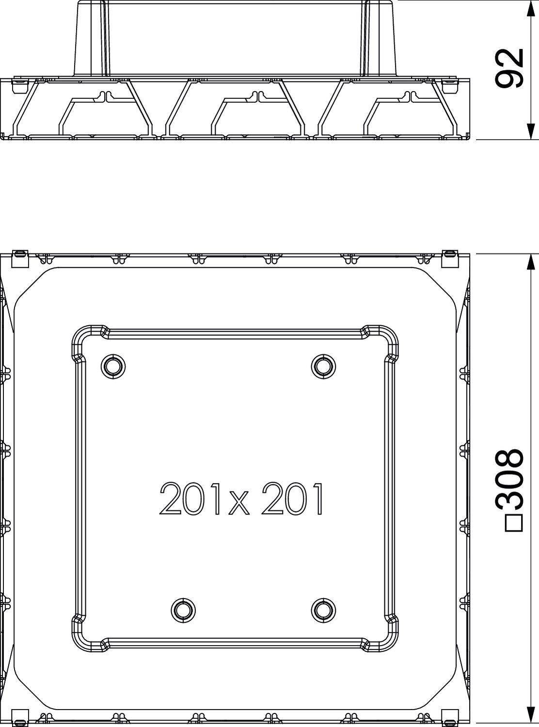 Underfloor box for GES4 308x308x92 Aço galvanizado pelo método Sendzimir – Imagem 2 de 2
