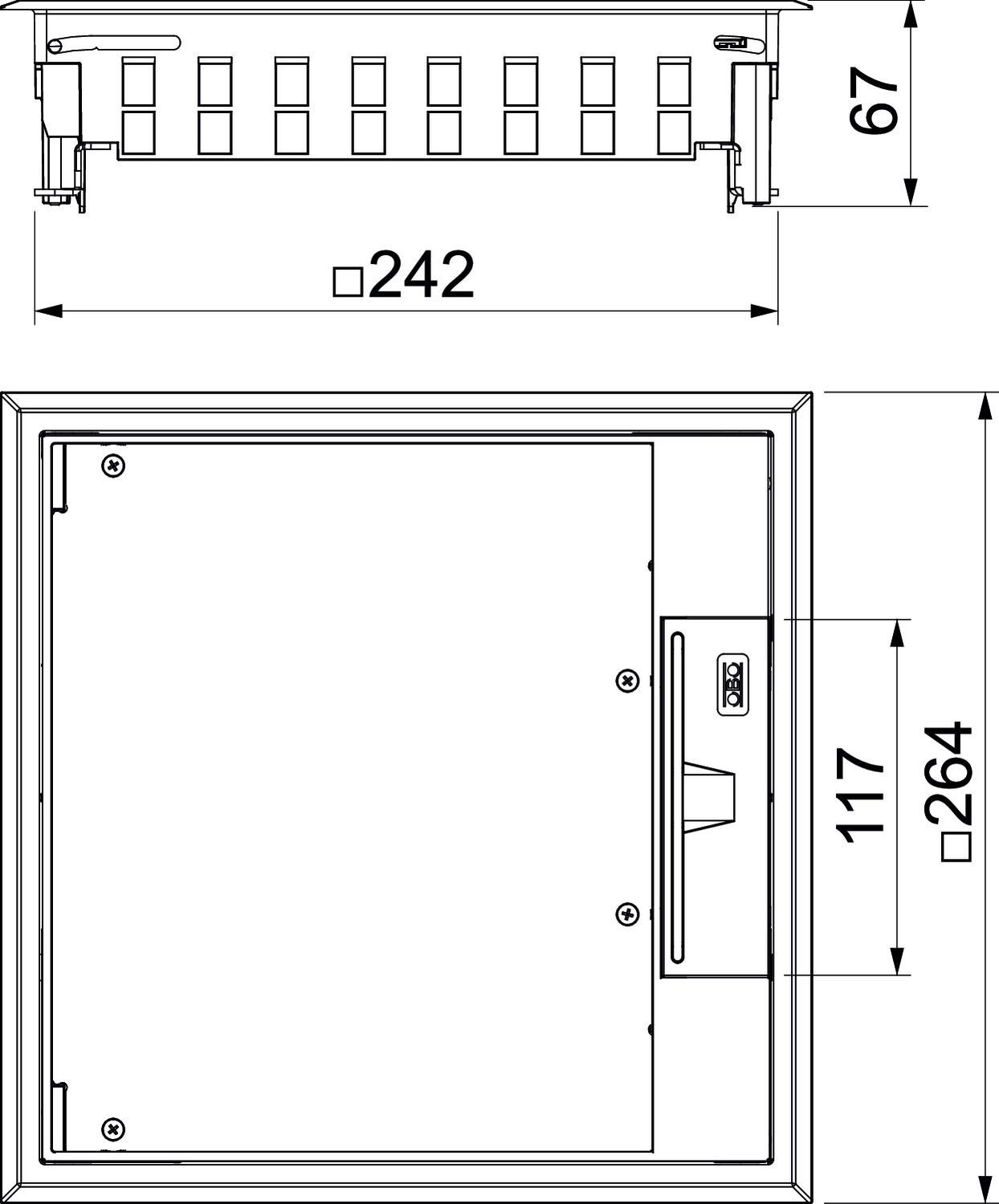 Service outlet for universal mounting 264x264x67 Poliamida bege acinzentado RAL 1019 – Imagem 2 de 2