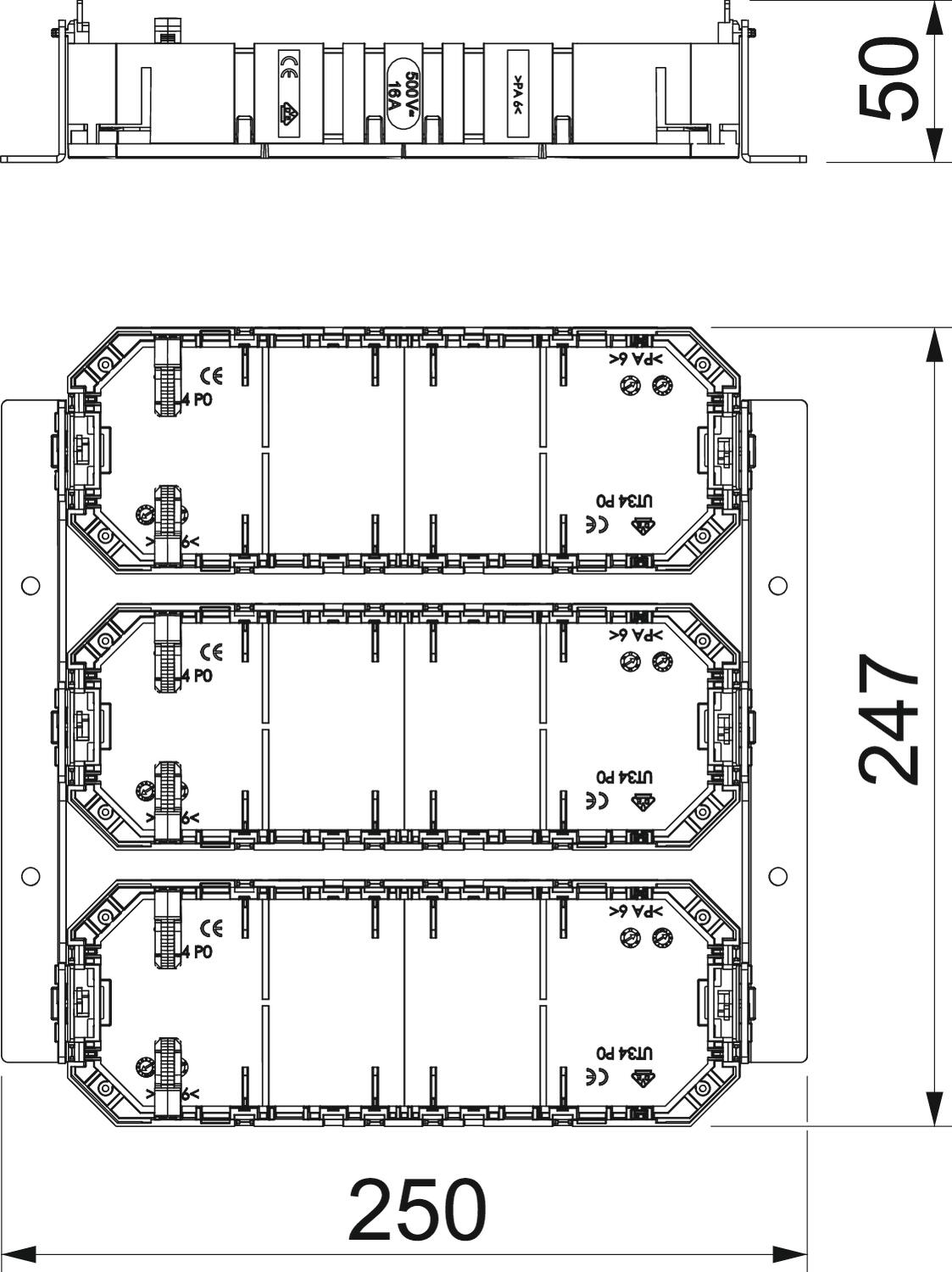 Mounting set heavy duty with 3 mounting boxes UT4 250x250x44 Aço galvanizado pelo método Sendzimir – Imagem 2 de 2