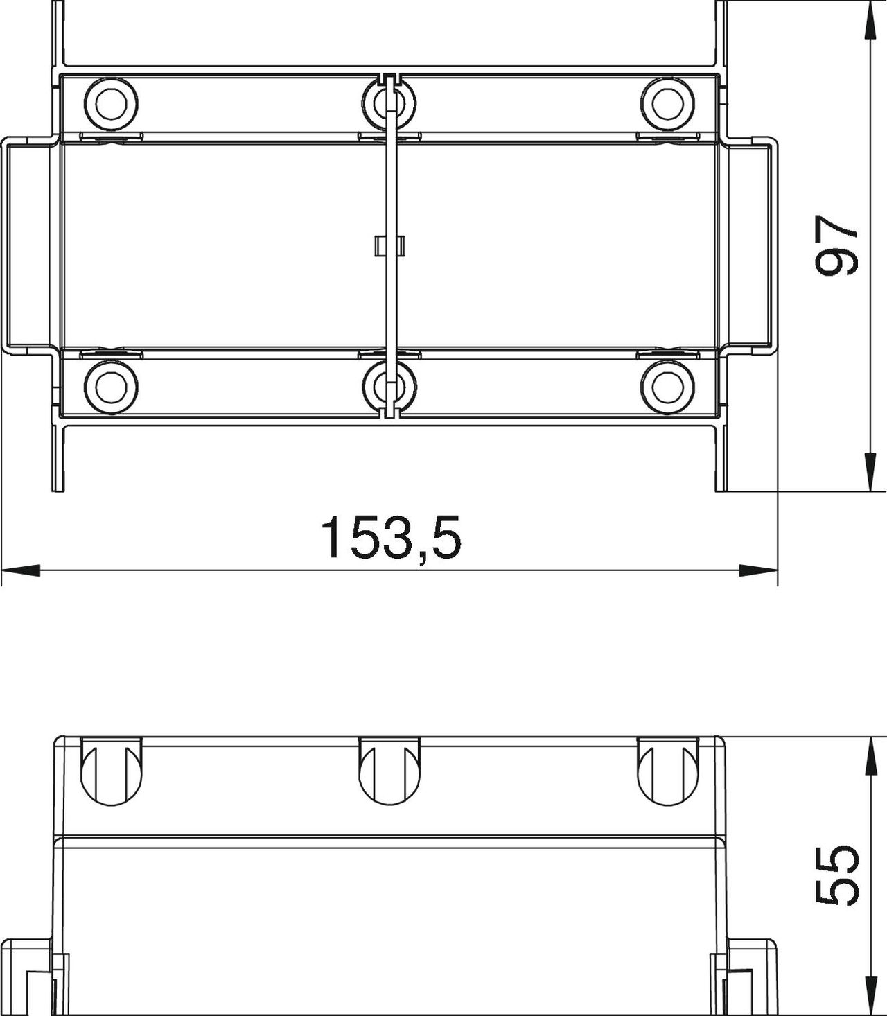 Suporte de aparelhos para T4L 153,5x97x55 Poliamida preto grafite RAL 9011 – Imagem 2 de 2