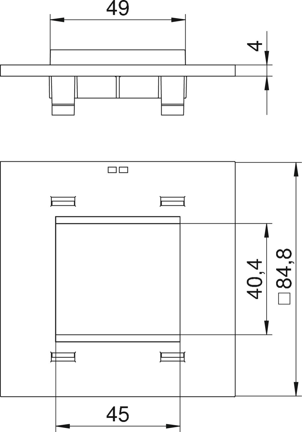 Espelho simples Modul 45 para T4L/T8NL Poliamida preto grafite RAL 9011 – Imagem 2 de 2