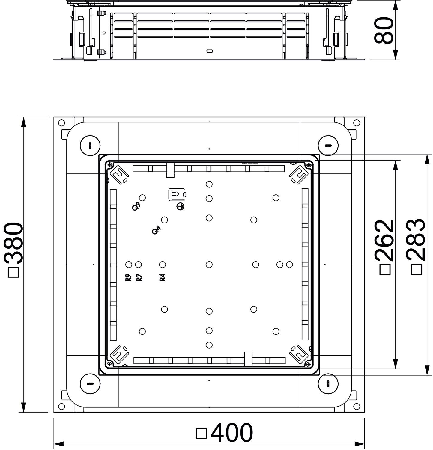 Junction and branch box for screed height 115-160 mm 400x380x80 Aço galvanizado pelo método Sendzimir – Imagem 2 de 2
