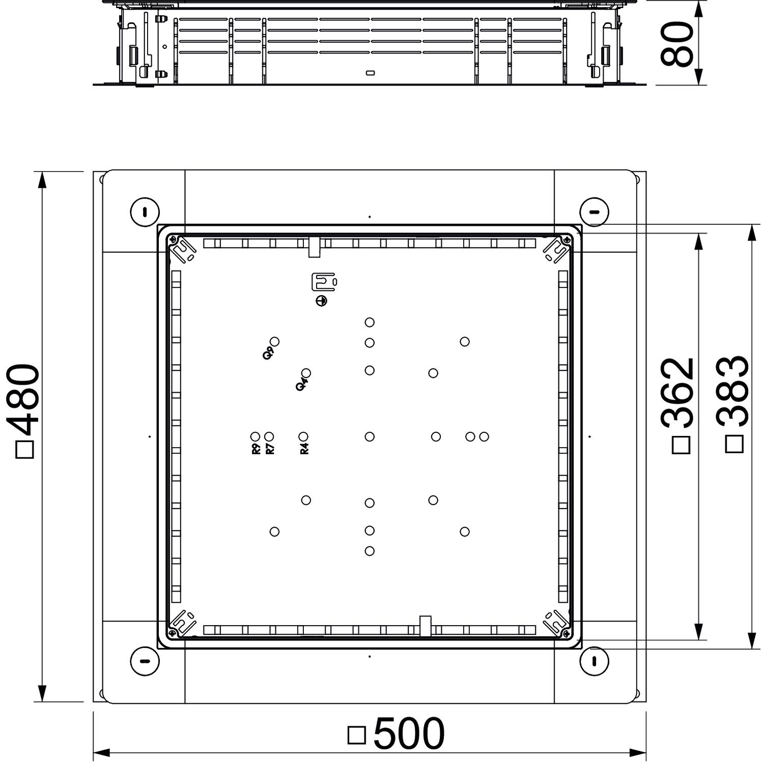 Caixa de pavimento para altura pavimento 80-160mm 500x480x80 Aço galvanizado pelo método Sendzimir – Imagem 2 de 3