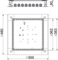 Caixa de pavimento com entrada de tubo 500x480x80 Aço galvanizado pelo método Sendzimir