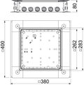 Caixa de pavimento com entrada de tubo 400x380x80 Aço galvanizado pelo método Sendzimir