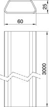 Calha de chão para UGE 25x60x3000 Policloreto de vinilo cinzento claro