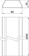 Calha de chão para UGE 35x90x3000 Policloreto de vinilo cinzento claro