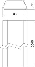 Calha de chão para UGE 35x90x3000 Policloreto de vinilo cinzento claro
