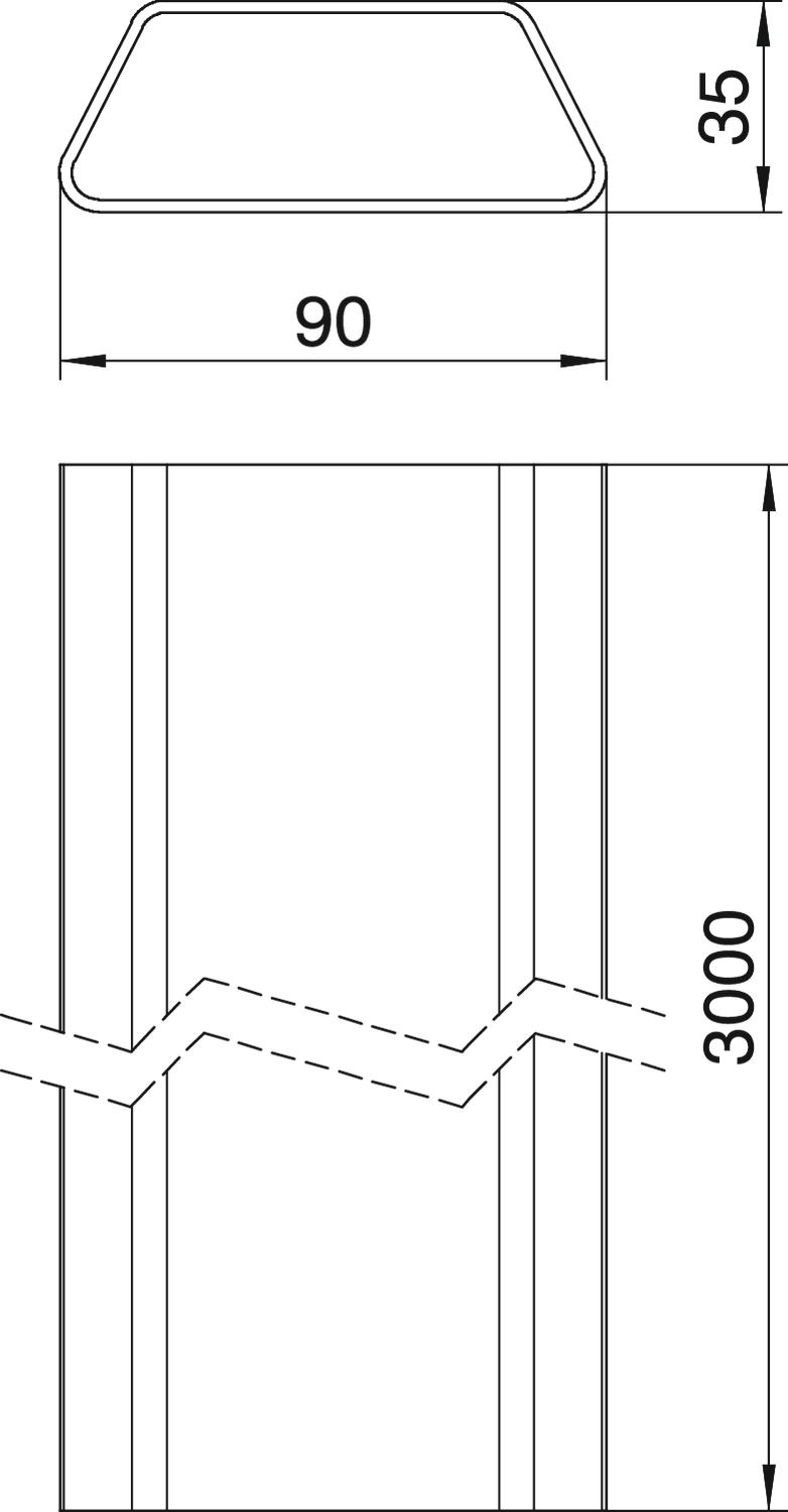 Calha de chão para UGE 35x90x3000 Policloreto de vinilo cinzento claro – Imagem 2 de 2