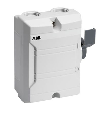 Säkerhetsbrytare plastkapslad 3-polig 16A/7,5kW vit kapsling UL94-5VA för lantbruk, UV beständig, utan hjälpkontakt