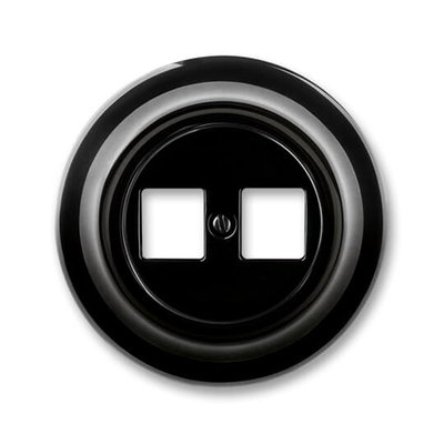 Datauttag 2xRJ 45 Datauttag Komplett med täckram, Svart porslin, utan klor