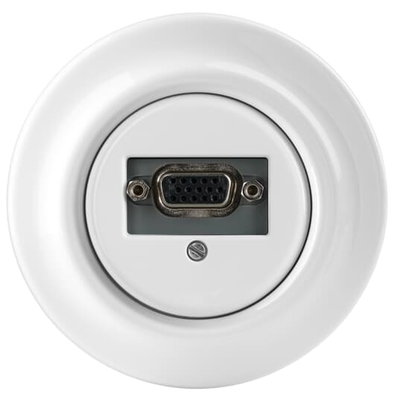 VGA-uttag 1xVGA  Komplett med täckram, Vit porslin, utan klor