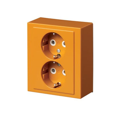 Vägguttag  2-vägs utvändig. Orange