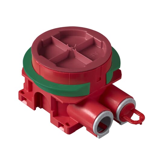 Apparatdosa brandklassad universal för EI30/EI60 brandklassade väggar, med steglöst justerbar ring för 12 - 40 mm skiva, 2 fasta stutsar 16/20mm.