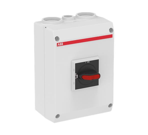 Plastkapslad säkerhetsbrytare EMC 3-polig 15 kW/30A/400V med svart vred och ljusgrå kapsling. 1NO hjälpkontakt, IP65 – Bild 2 av 2