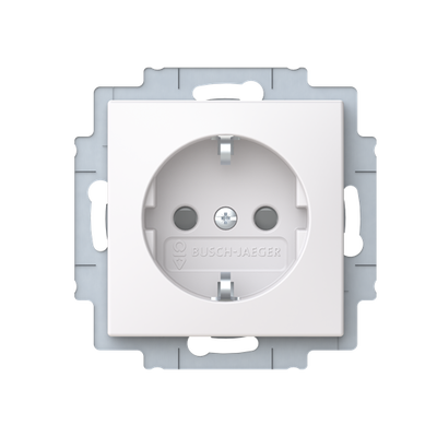 Vägguttag SAGA, 1-vägs, jordat med snabbanslutning. För infällt montage, utan ram.