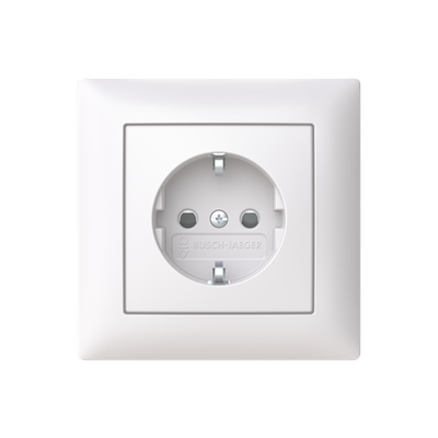 Vägguttag SAGA, 1-vägs, jordat med snabbanslutning. För infällt montage.