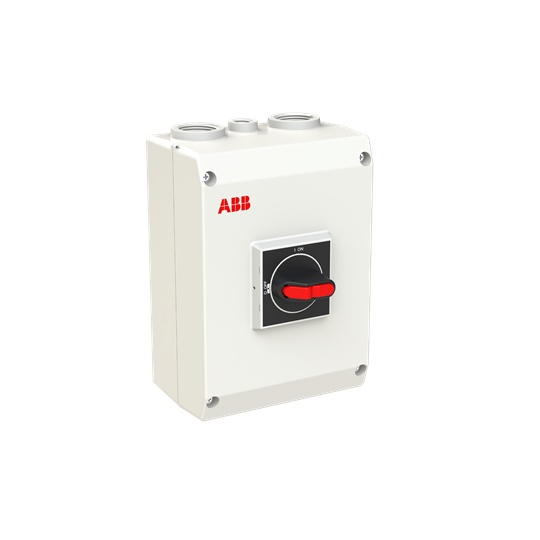 Plastkapslad säkerhetsbrytare 3-polig 22 kW/45A/400V med svart vred och ljusgrå kapsling 1 NO hjälpkontakt IP65 – Bild 3 av 3