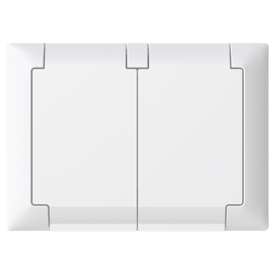 2-vägs vägguttag SAGA för utanpåliggande montering. IP44.