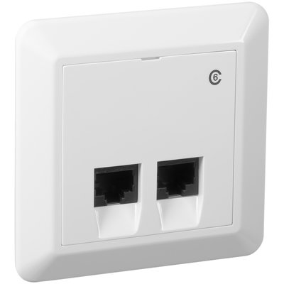 Mod.uttag 2xRJ45 rak C6 UTP RV