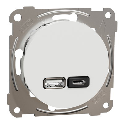 USB uttag typ A+C 21W renvit