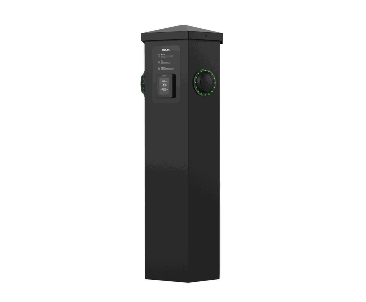 Rolec HEX laddstolpe, 2 uttag, upp till 22 kW med kortterminal.