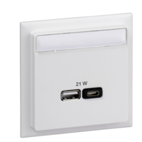 USB laddare A+C 21W PD PPS Vit