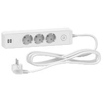 Grenuttag 3-vägs 2 USB A vit