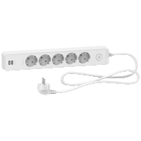 Grenuttg 5-v+2xUSB MJ 1,5m Vit