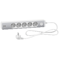 Grenuttg 5v+2xUSB 1,5m Vit/Alu