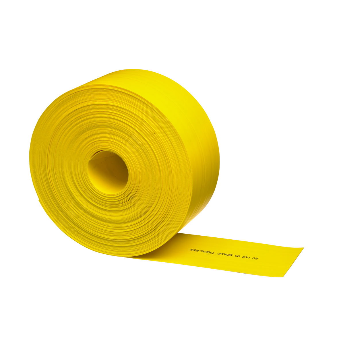 Uponor plana kabelskydd 125 mm x 50 m gul märkta "Kraftkabel" EBR beteckning SPN