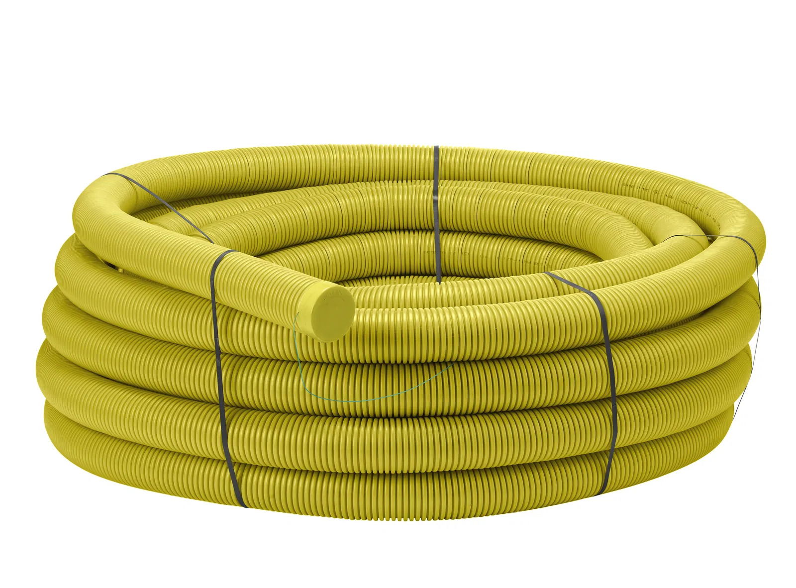 Uponor DV 75/62 50m gul PE, på ring med dragtråd, märkt "Kraftkabel" EBR beteckning SRN