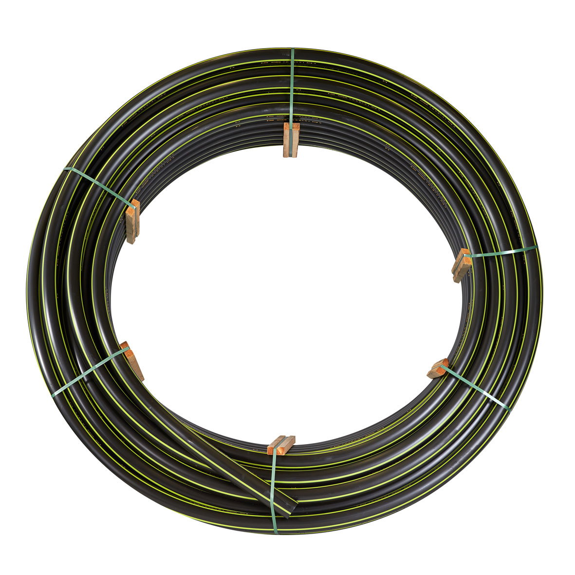 Uponor kabelskyddsrör 75/66 250m på ring i svart PE med gula ränder, klass SRS