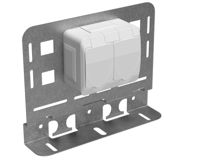 Uttag 2-V IP44+plåt W24/40 Fzv