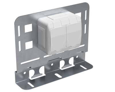 Uttag 2-V IP44+plåt W24/40 Fzs