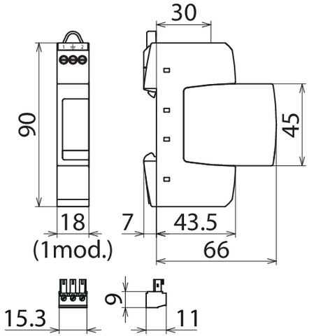 Surge arrester Type 3 DEHNrail M 2-pole 255V f. industr. electr. equip. – Görsel 2 / 2