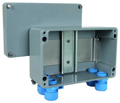 Aluminium enclosure AP-IP 65 for DIN rail mounted dev. max. 5 mods. f. Ex(i)