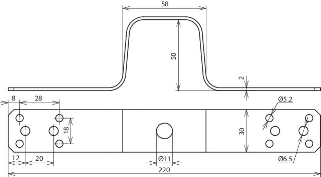 Bridging bracket L 220mm, Al – Görsel 2 / 2