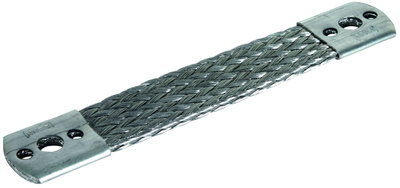 Bridging braid Al 50mm² L 180mm with fixing bores 1x10.5 2x6.5mm