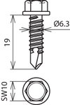 Self-tapping screw with hexagon head DIN 7504 6.3x19mm StSt