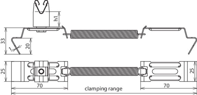 Roof conductor holder SPANNgrip StSt H 20mm f. Rd 8mm clamp. range 180-280mm – Görsel 2 / 2