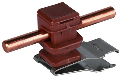 Roof cond. holder FIRSTsnap StSt with DEHNsnap plastic brown H 16mm f. Rd 8mm