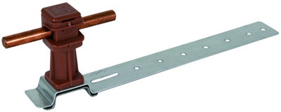 Roof cond. holder DEHNsnap Al/plastic brown H 36mm Rd 8mm, brace L 205mm