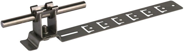Roof conductor holder UNIgrip StSt H 20mm Rd 8mm w. embossed brace L 205mm