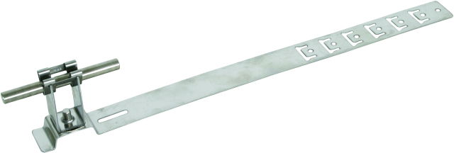 Roof conductor holder UNIgrip StSt H 20mm Rd 8mm w. embossed brace L 335mm