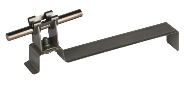 Roof conductor holder DEHNgrip StSt H 20mm f. Rd 8mm w. angled brace 169mm