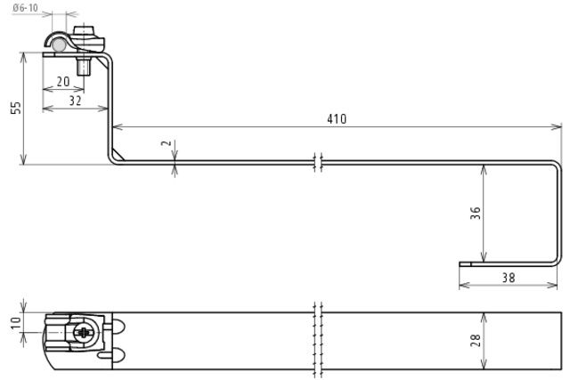 Roof conductor holder DEHNQUICK St/tZn f. Rd 6-10mm with brace L 410mm angled – Görsel 2 / 2