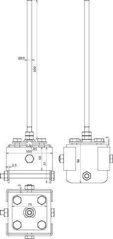 Clamping cap, air-term. tip L 300mm StSt for wooden pile 90x90mm, M10 screw -SET- – Görsel 2 / 2