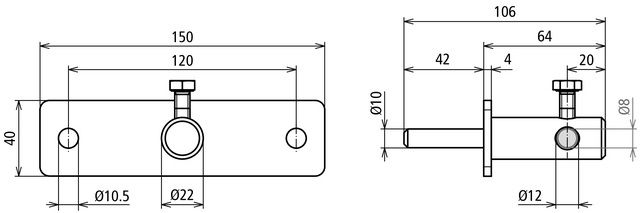 Tensioning block for Rd 8mm StSt with 2 fixing holes D 10.5mm – Görsel 2 / 2