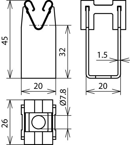 Conductor holder DEHNgrip StSt for Rd 8mm H 32mm with fixing bore 7.8mm – Görsel 2 / 2